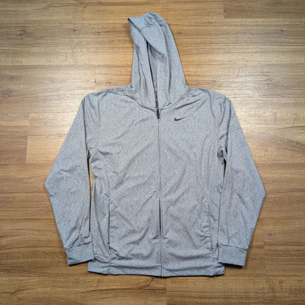 Nike Dri-Fit Full Zip Yoga Training Hoodie Men's Small Gray Jacket Athletic